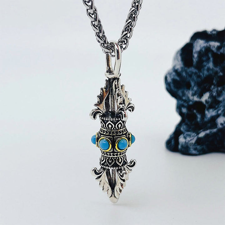 Buddha Stones Tibet Vajra Dorje Modello Rame Fortuna Ricchezza Collana Pendente in Metallo