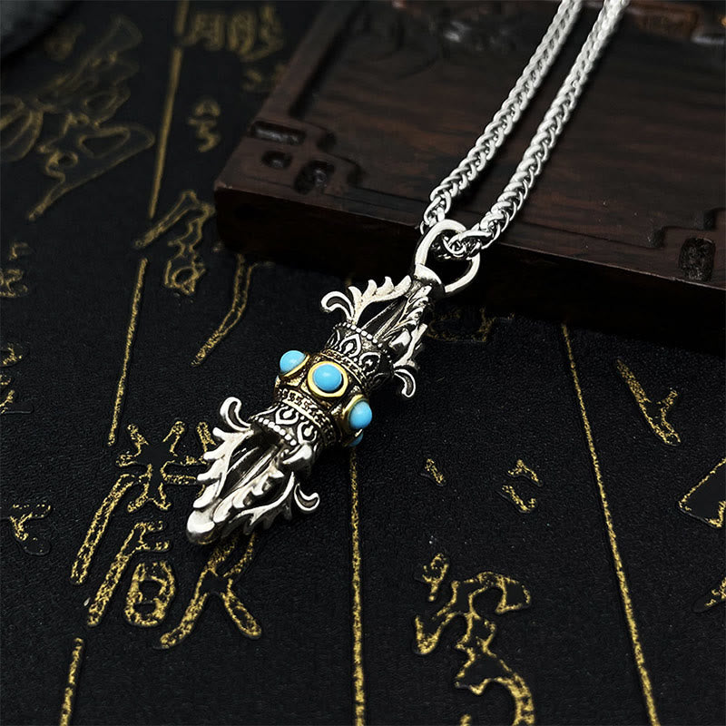 Buddha Stones Tibet Vajra Dorje Modello Rame Fortuna Ricchezza Collana Pendente in Metallo
