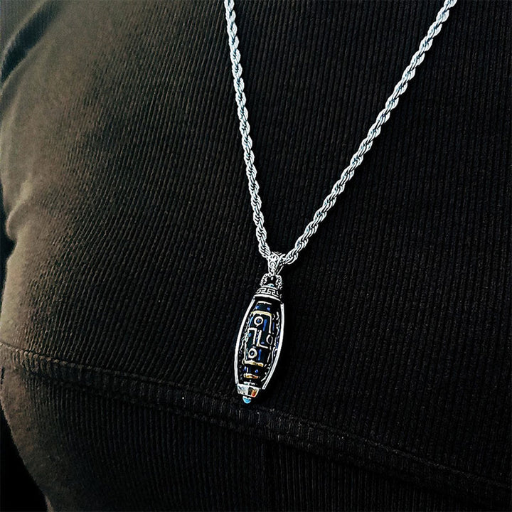 Buddha Stones Tibetano Om Mani Padme Hum Perline Dzi a nove occhi Modello Pace Purezza Collana girevole Pendente - image 9