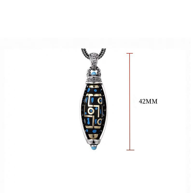 Buddha Stones Tibetano Om Mani Padme Hum Perline Dzi a nove occhi Modello Pace Purezza Collana girevole Pendente - image 10