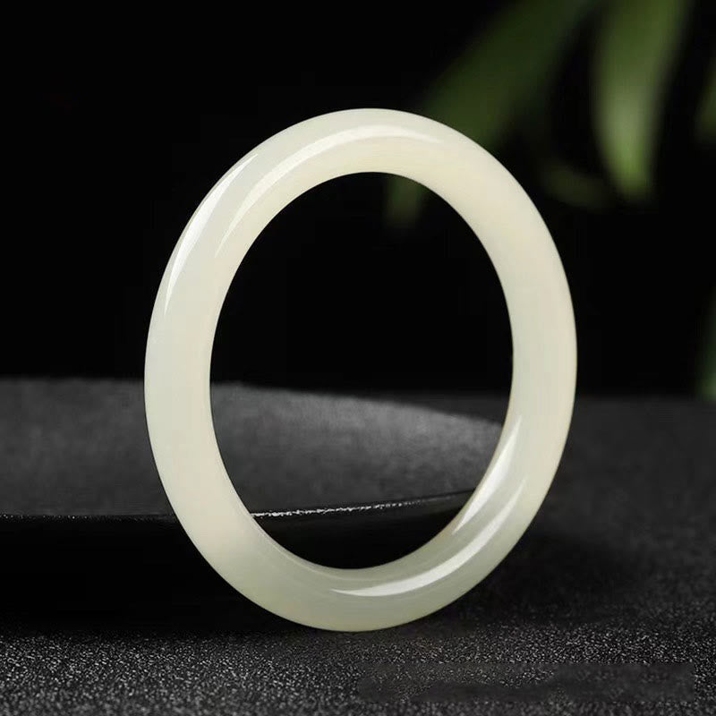 Braccialetto Buddha Stones Natural White Green Jade Luck Prosperity - Giada bianca e verde - 62 mm - image 0
