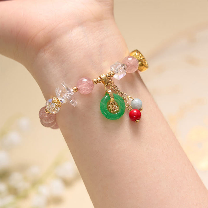 Buddha Stones che attraggono amore e protezione Bracciale rosa Bangle Bundle