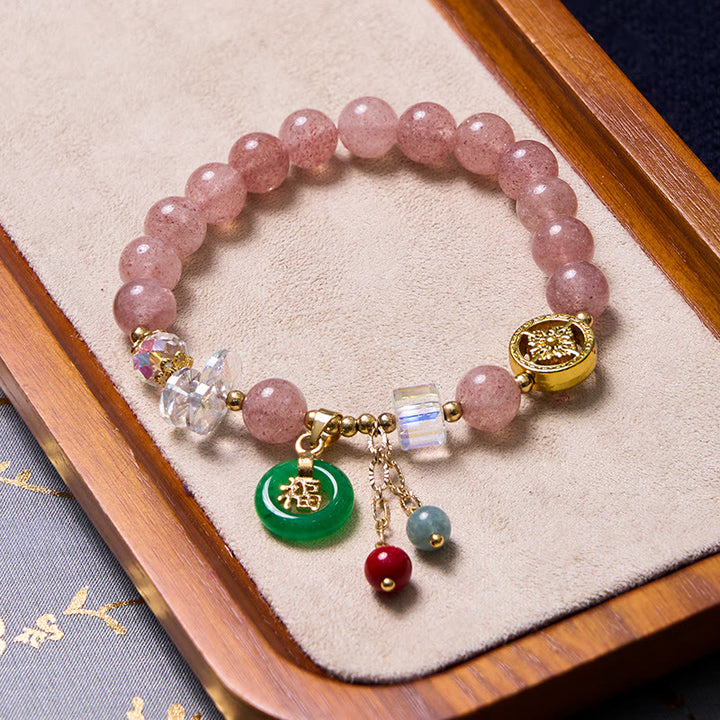 Buddha Stones che attraggono amore e protezione Bracciale rosa Bangle Bundle