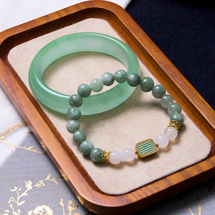Buddha Stones promuove nuovi inizi Braccialetto in giada verde menta