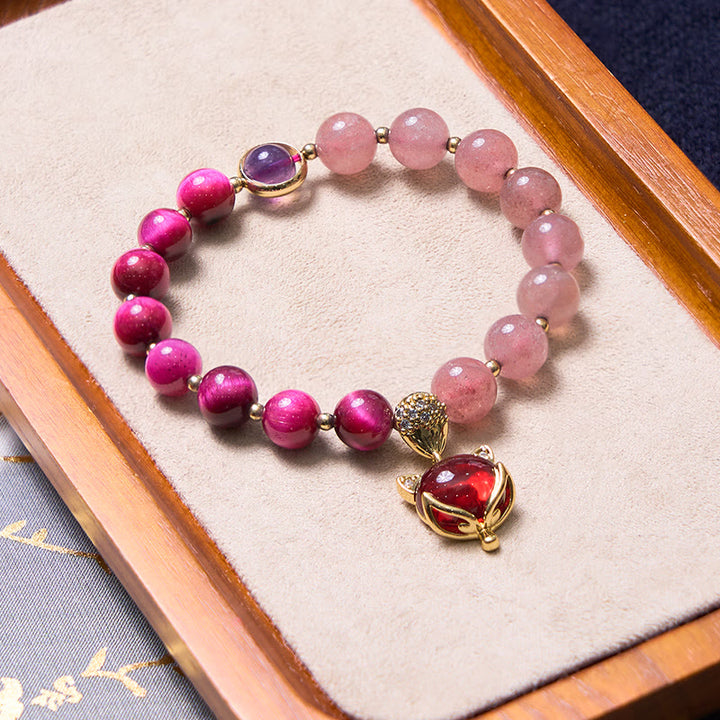 Le Buddha Stones esaltano la felicità e la gioia, set di braccialetti viola