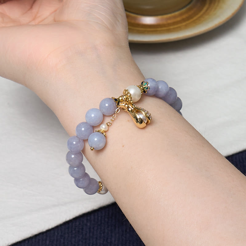 Buddha Stones Pace interiore e sollievo dallo stress Braccialetto in giada blu acquamarina