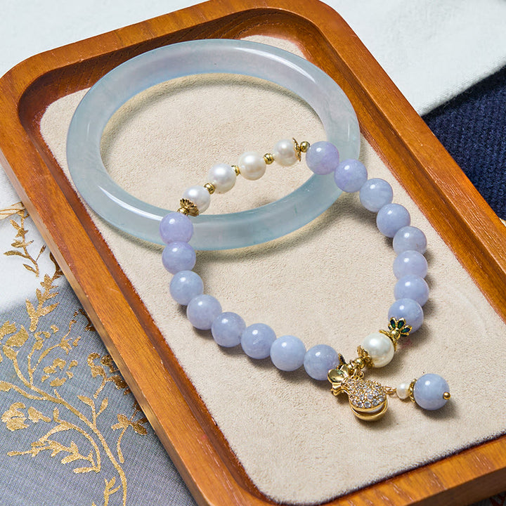 Buddha Stones Pace interiore e sollievo dallo stress Braccialetto in giada blu acquamarina