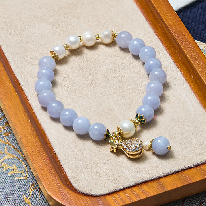 Buddha Stones Pace interiore e sollievo dallo stress Braccialetto in giada blu acquamarina