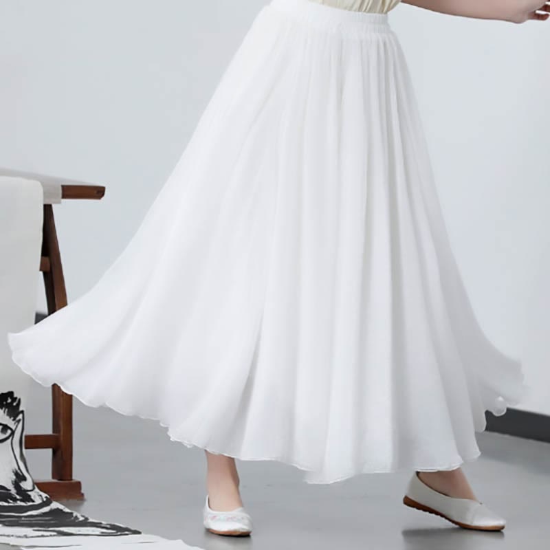 Buddha Stones 2 pezzi fiore manica tre quarti midi abito gonna chiffon Zen abbigliamento donna set - Gonna - 2XL(adatto per US6; UK/AU10; EU38) - image 6