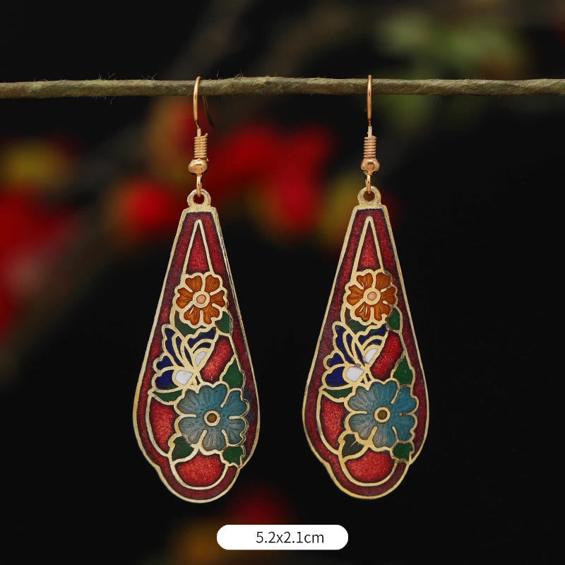 Orecchini pendenti in lega di rame con fiore di farfalla di loto e pietre Buddha Stones , illuminazione