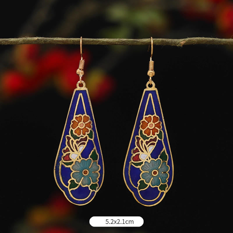 Orecchini pendenti in lega di rame con fiore di farfalla di loto e pietre Buddha Stones , illuminazione