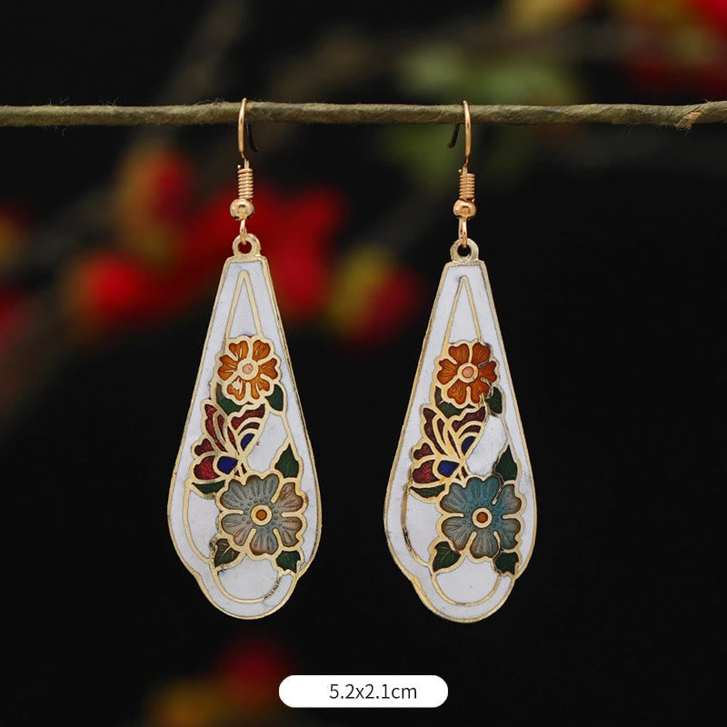 Orecchini pendenti in lega di rame con fiore di farfalla di loto e pietre Buddha Stones , illuminazione