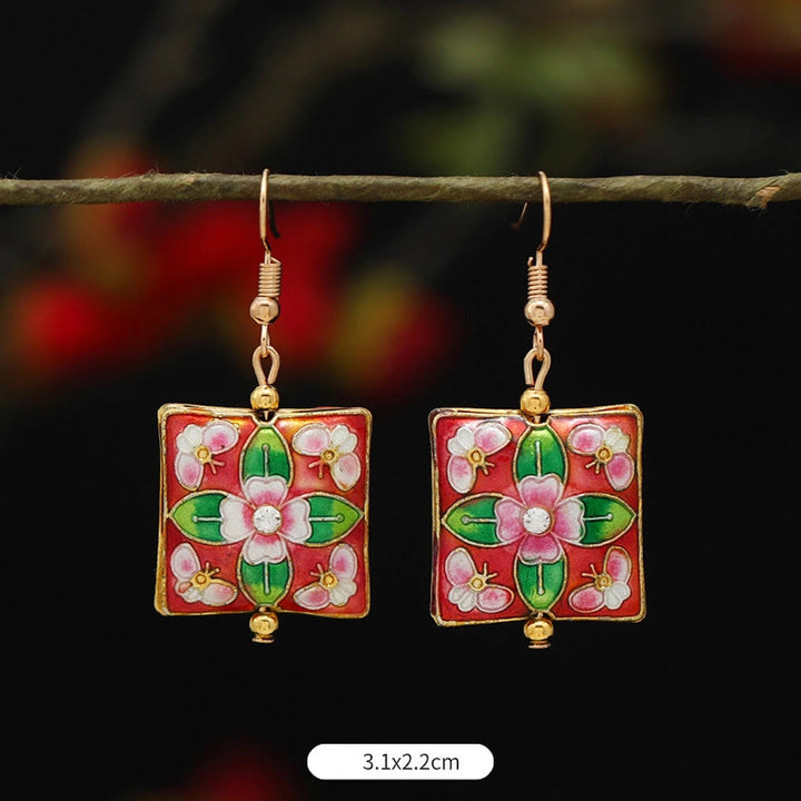 Orecchini pendenti in lega di rame con fiore di farfalla di loto e pietre Buddha Stones , illuminazione