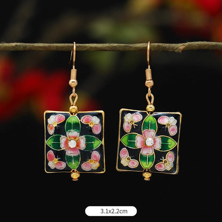 Orecchini pendenti in lega di rame con fiore di farfalla di loto e pietre Buddha Stones , illuminazione