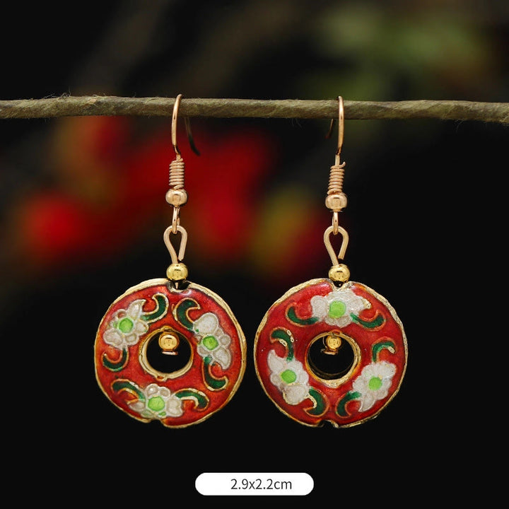 Orecchini pendenti in lega di rame con fiore di farfalla di loto e pietre Buddha Stones , illuminazione