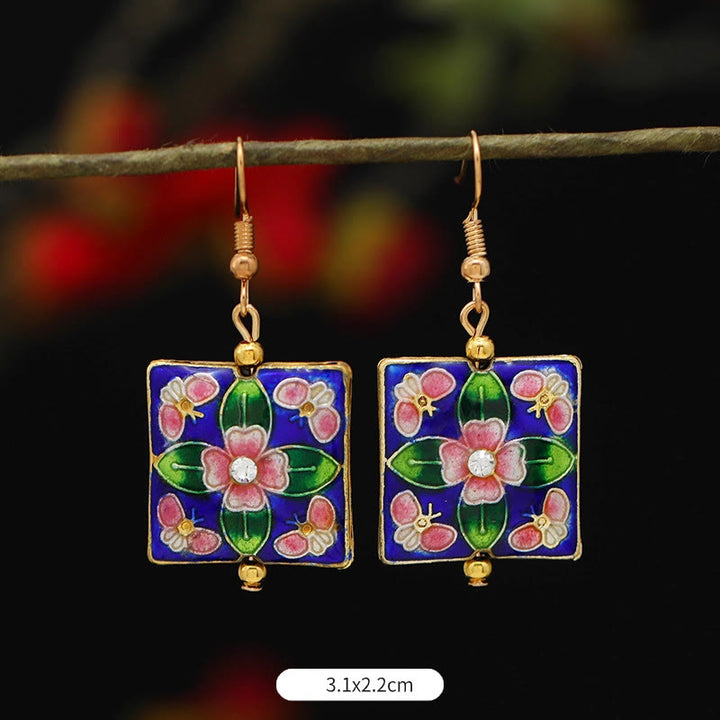 Orecchini pendenti in lega di rame con fiore di farfalla di loto e pietre Buddha Stones , illuminazione