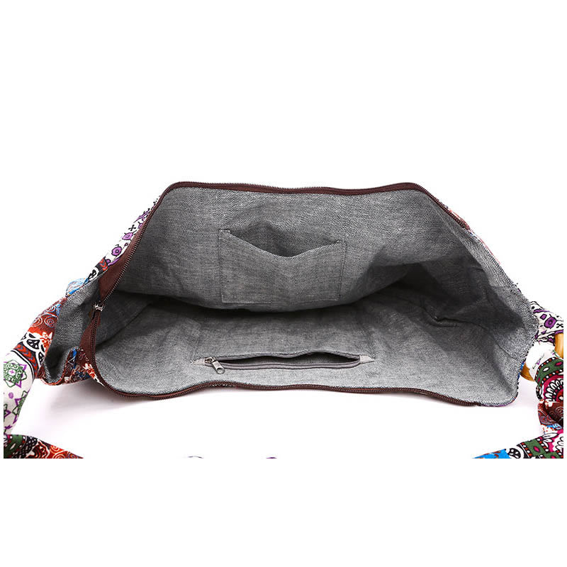 Borsa a tracolla con stampa a strisce di cotone Buddha Stones
