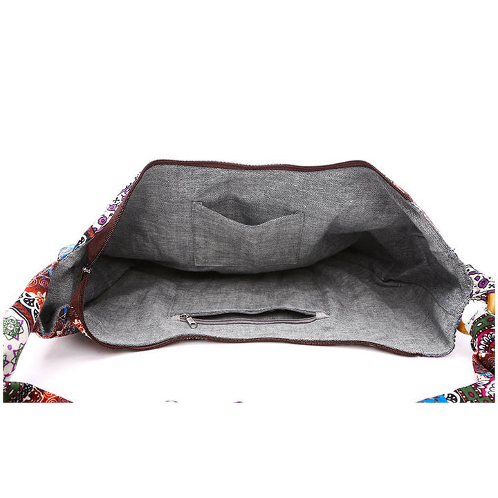Borsa a tracolla con stampa a strisce di cotone Buddha Stones