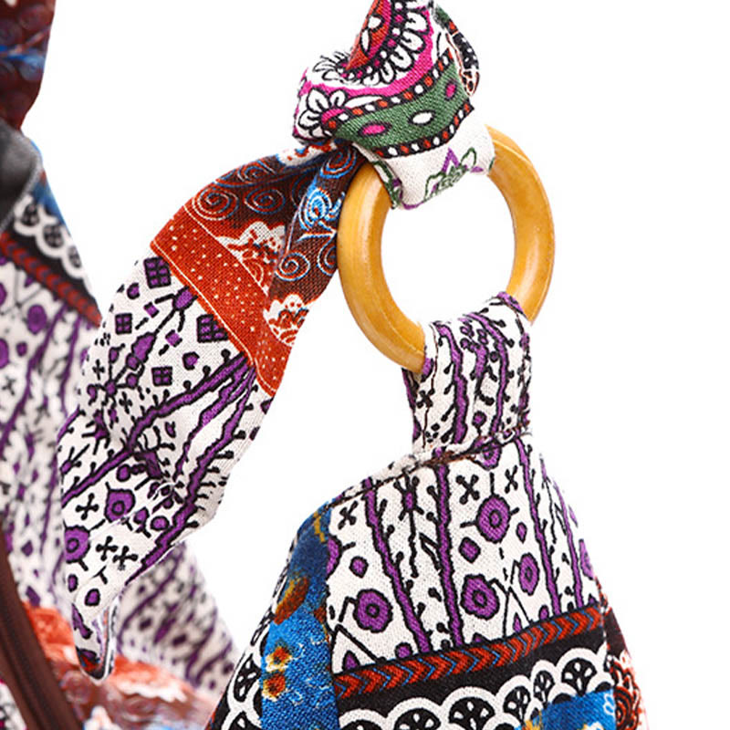 Borsa a tracolla con stampa a strisce di cotone Buddha Stones