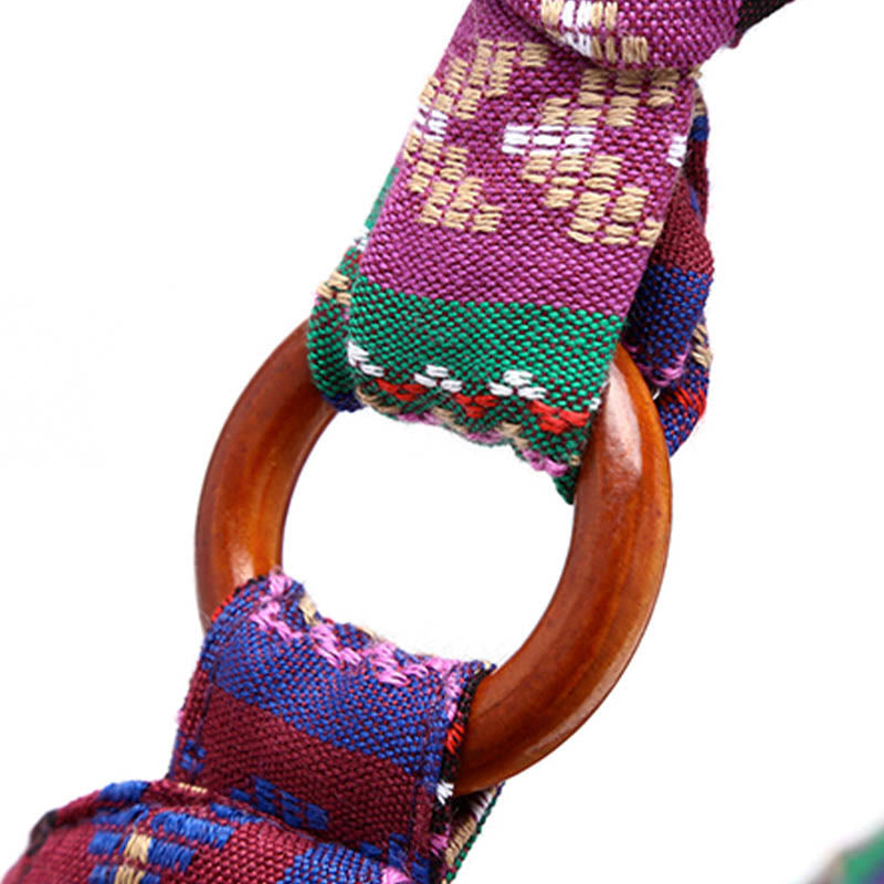 Borsa a tracolla con stampa a strisce di cotone Buddha Stones
