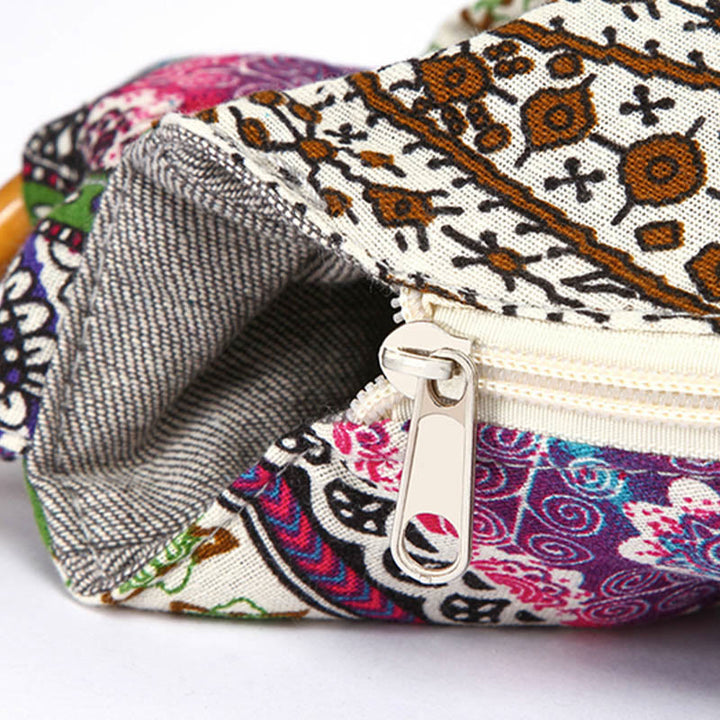 Borsa a tracolla con stampa a strisce di cotone Buddha Stones