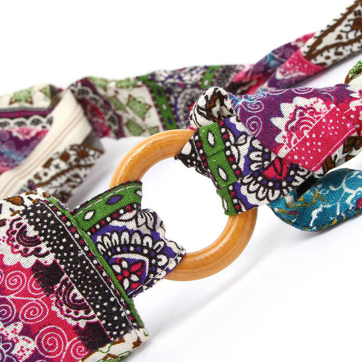 Borsa a tracolla con stampa a strisce di cotone Buddha Stones