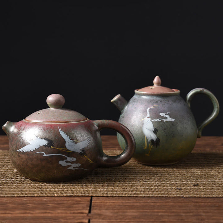 Teiera in ceramica Kung Fu cinese Gongfu, Buddha Stones , gru bianca, nuvola