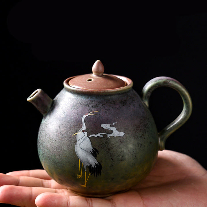 Teiera in ceramica Kung Fu cinese Gongfu, Buddha Stones , gru bianca, nuvola