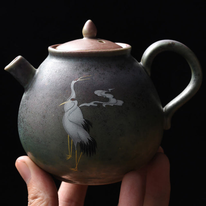 Teiera in ceramica Kung Fu cinese Gongfu, Buddha Stones , gru bianca, nuvola
