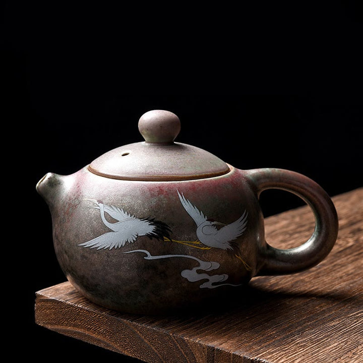 Teiera in ceramica Kung Fu cinese Gongfu, Buddha Stones , gru bianca, nuvola