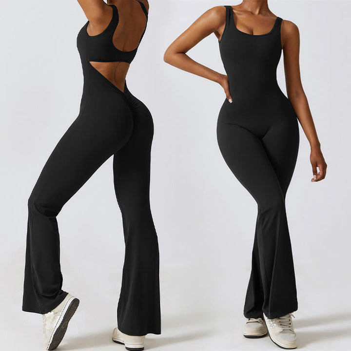 Buddha Stones Donna Tuta Senza Maniche Pantaloni Svasati Sport Fitness Yoga Bodysuit - image 0