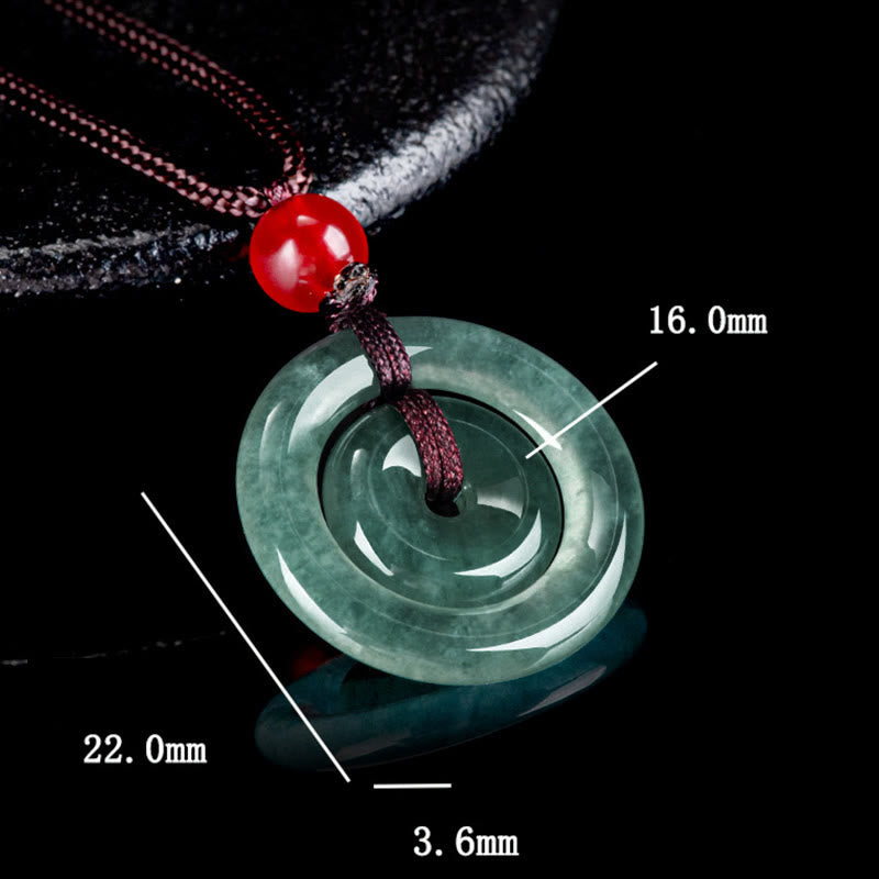 Collana con ciondolo con fibbia della pace doppia in giada verde Buddha Stones Abbondanza