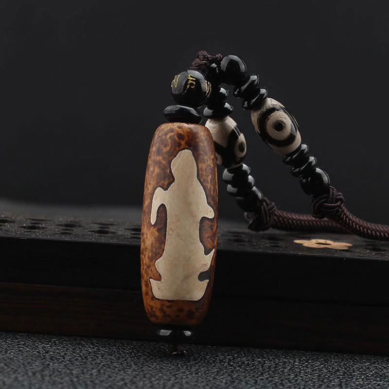 Ciondolo con collana di ricchezza Buddha Stones Tibet Om Mani Padme Hum Dzi con perline Avalokitesvara - image 3