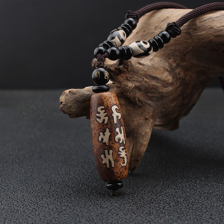 Ciondolo con collana di ricchezza Buddha Stones Tibet Om Mani Padme Hum Dzi con perline Avalokitesvara - image 2