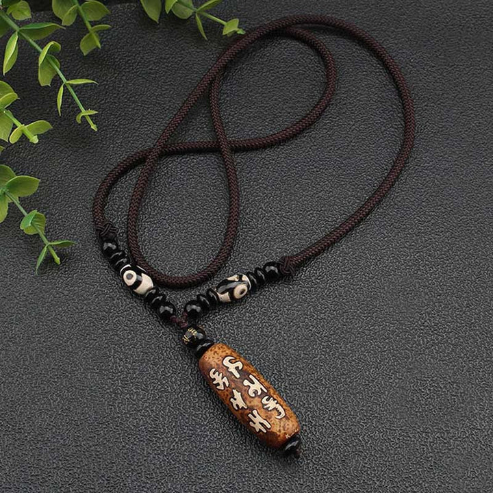 Ciondolo con collana di ricchezza Buddha Stones Tibet Om Mani Padme Hum Dzi con perline Avalokitesvara - image 11