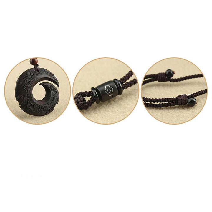 Buddha Stones Legno di ebano Sandalo La fortuna di una persona migliora Modello di design Collana con ciondolo di pace
