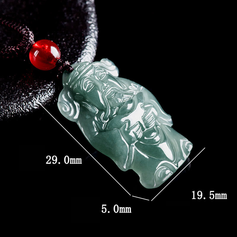 Buddha Stones Natural Green Jade Cinese Dio della Ricchezza Caishen Lingotto Abbondanza Collana Pendente