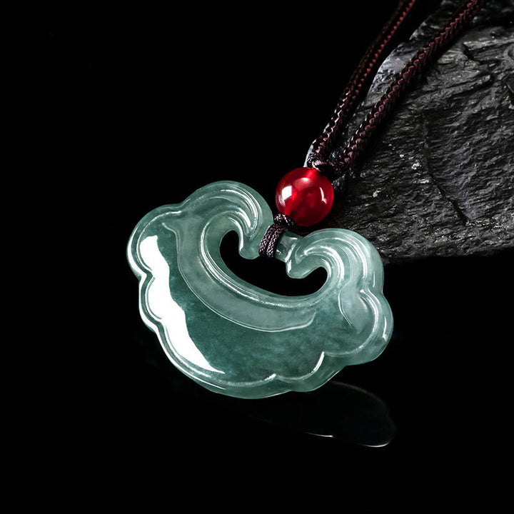 Ciondolo con ciondolo a forma di lucchetto cinese in giada verde naturale Buddha Stones
