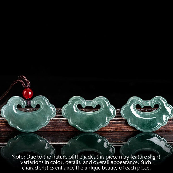 Ciondolo con ciondolo a forma di lucchetto cinese in giada verde naturale Buddha Stones