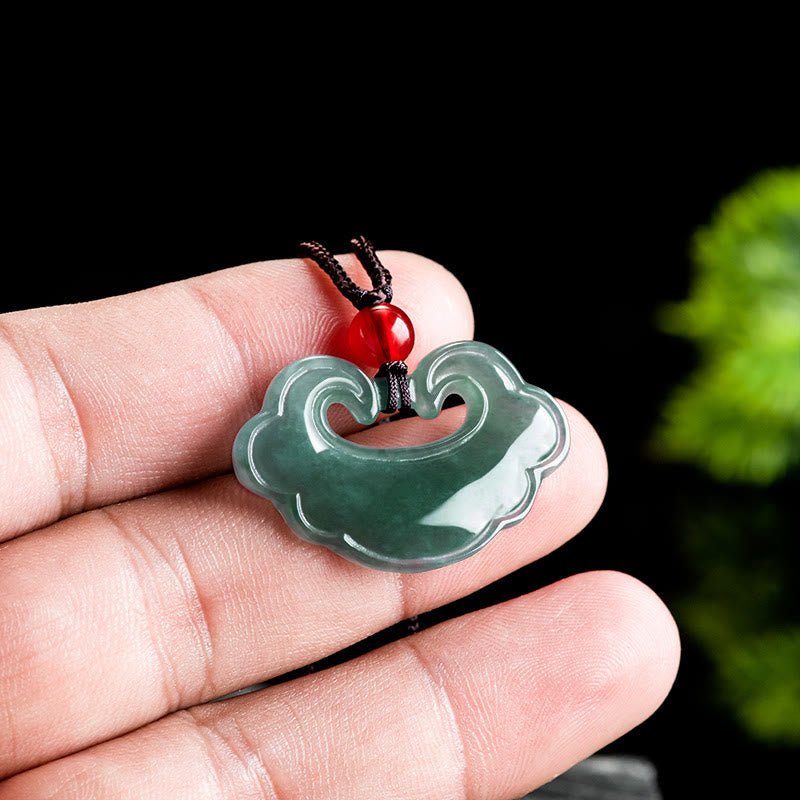 Ciondolo con ciondolo a forma di lucchetto cinese in giada verde naturale Buddha Stones