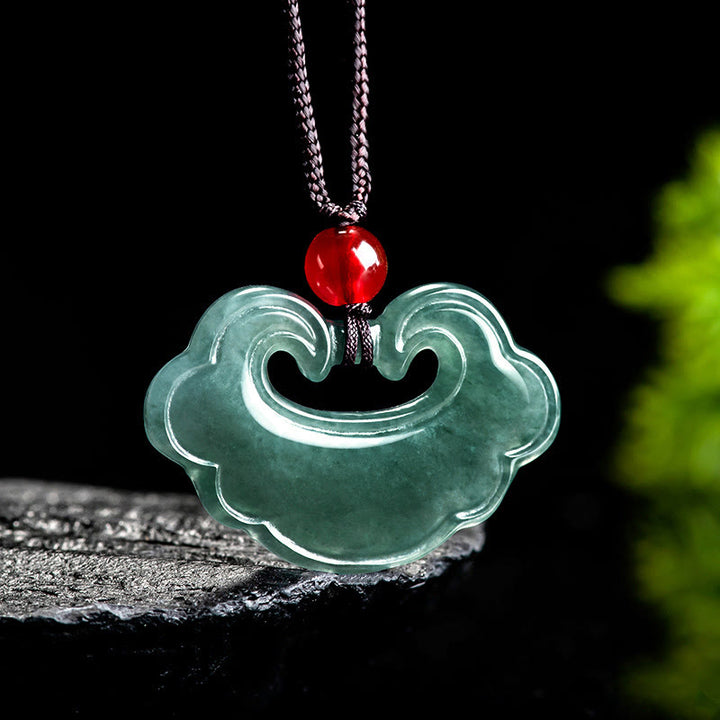 Ciondolo con ciondolo a forma di lucchetto cinese in giada verde naturale Buddha Stones