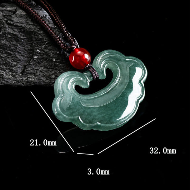 Ciondolo con ciondolo a forma di lucchetto cinese in giada verde naturale Buddha Stones