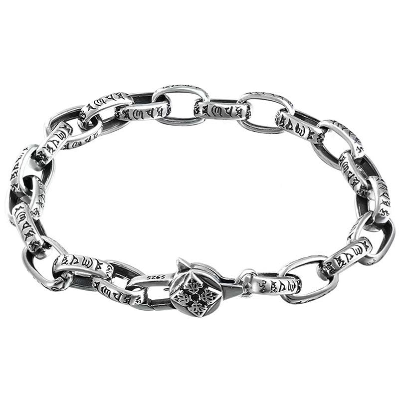 Bracciale Buddha Stones in argento sterling 925 con sei parole vere e saggezza, calma