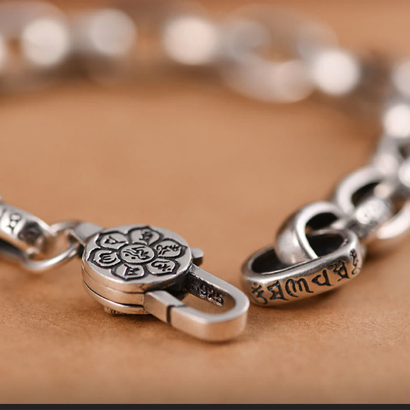 Bracciale Buddha Stones in argento sterling 925 con sei parole vere e saggezza, calma