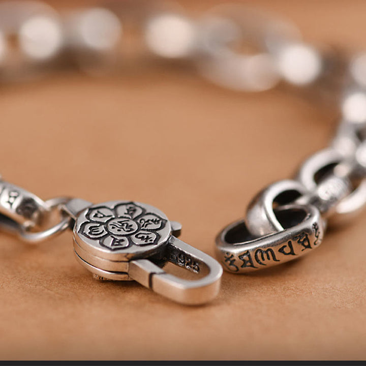 Bracciale Buddha Stones in argento sterling 925 con sei parole vere e saggezza, calma