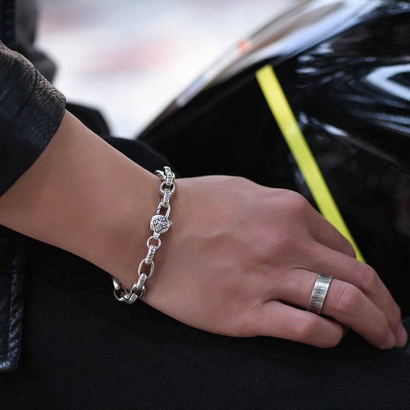 Bracciale Buddha Stones in argento sterling 925 con sei parole vere e saggezza, calma
