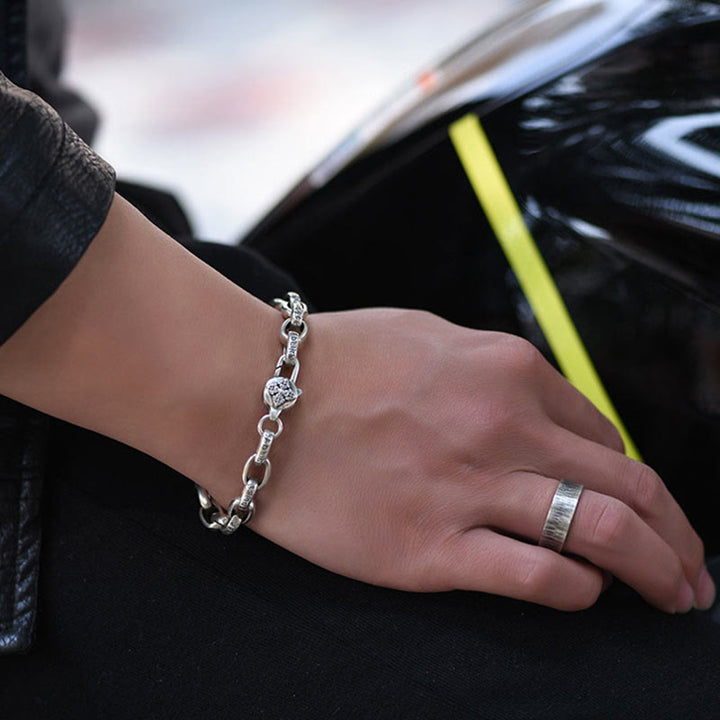 Bracciale Buddha Stones in argento sterling 925 con sei parole vere e saggezza, calma