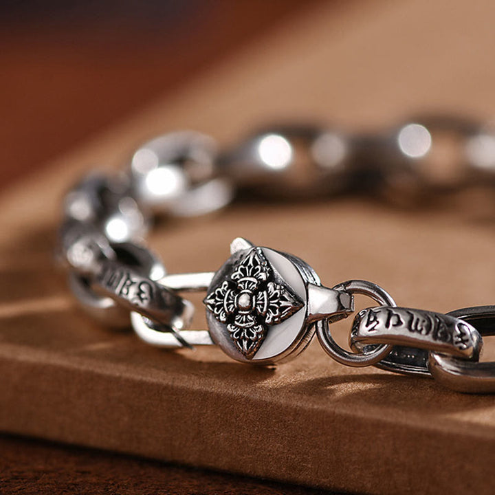 Bracciale Buddha Stones in argento sterling 925 con sei parole vere e saggezza, calma