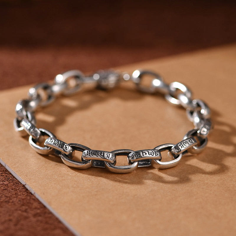 Bracciale Buddha Stones in argento sterling 925 con sei parole vere e saggezza, calma