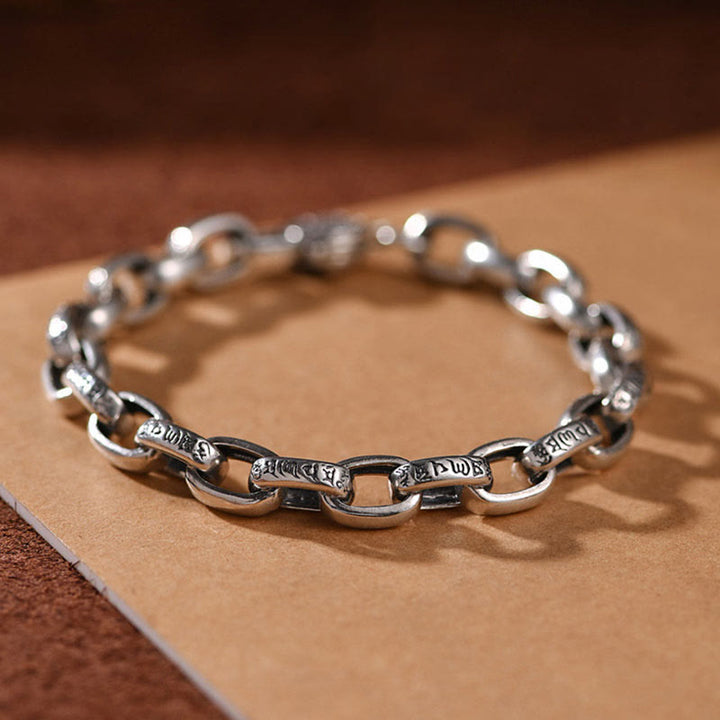 Bracciale Buddha Stones in argento sterling 925 con sei parole vere e saggezza, calma